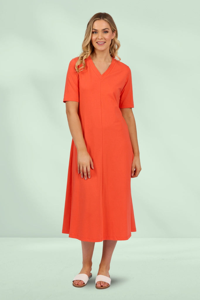 Vassalli Short Sleeve A Line Knit Dress Punch From BoxHill