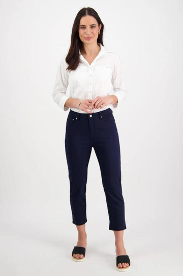 Vassalli Skinny Leg 7/8 Lightweight Pants Navy From BoxHill