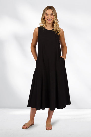 Vassalli Sleeveless Dress with Round Neck Black From BoxHill