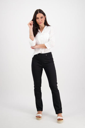 Vassalli Slim Leg Full Length Lightweight Pull On Pants Black From BoxHill