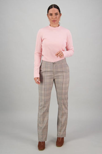 Vassalli Slim Leg Full Length Pants Pink Check From BoxHill