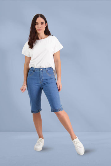 Vassalli Straight Contrast Stitch Denim Shorts Light Denim From BoxHill