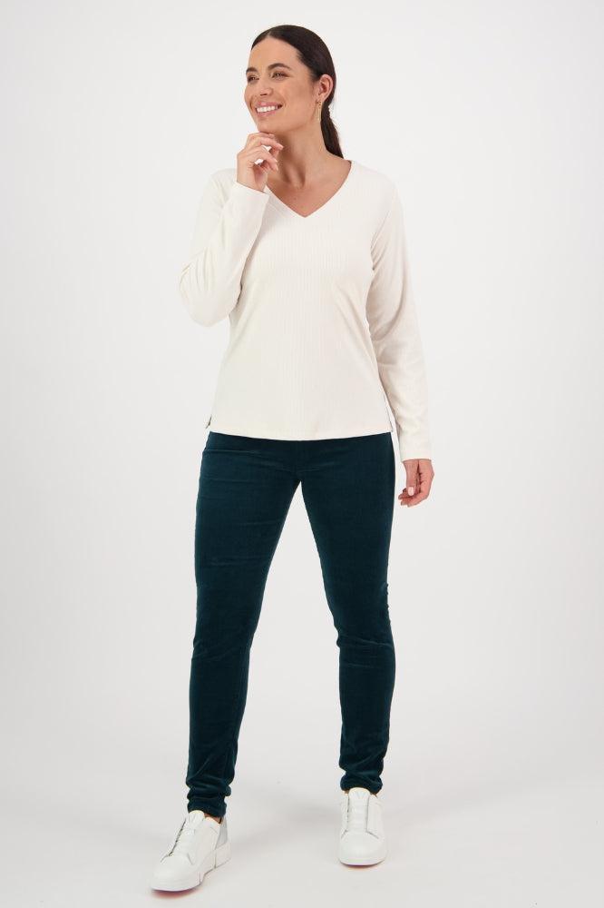 Vassalli V Neck Long Sleeve Top Pearl From BoxHill