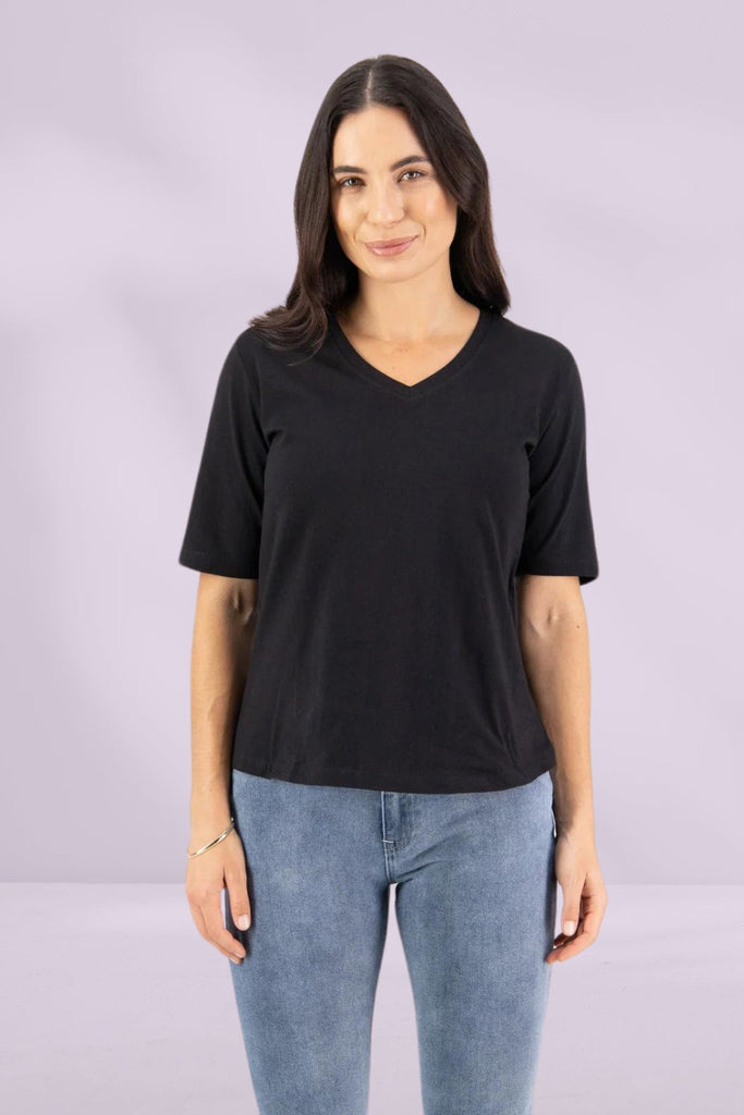 Vassalli V Neck Short Sleeve T Shirt Black From BoxHill