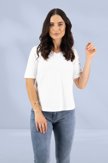 Vassalli V Neck Short Sleeve T Shirt White From BoxHill