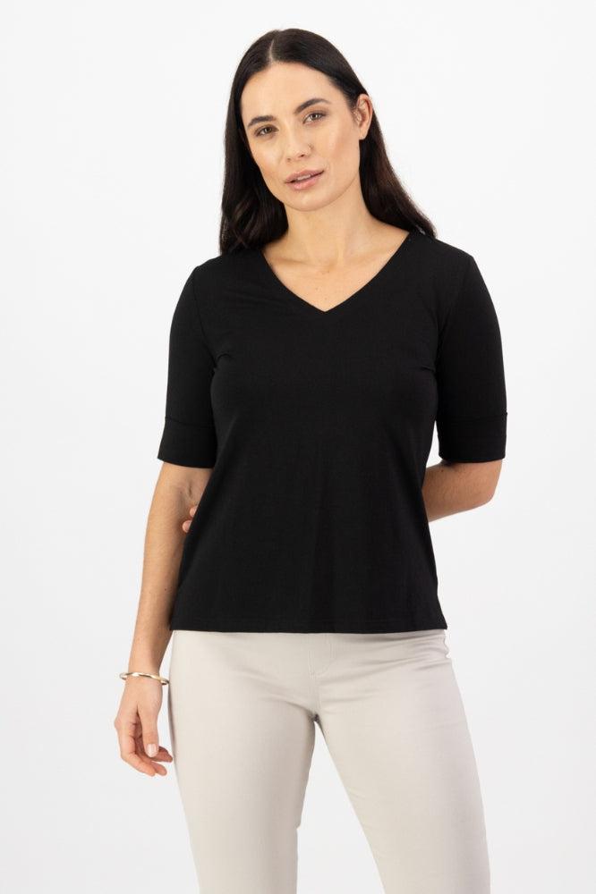 Vassalli V Neck Top Black From BoxHill