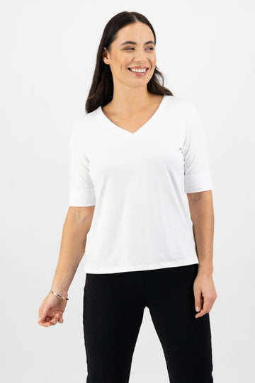 Vassalli V Neck Top White From BoxHill