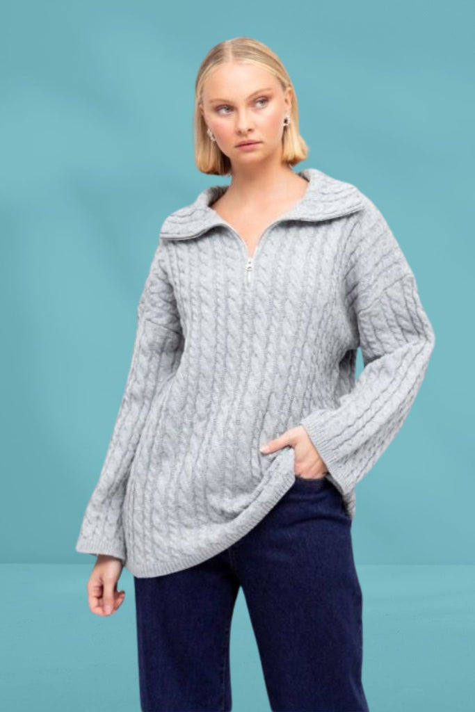 White Closet Tunic Jumper Grey Marle From BoxHill