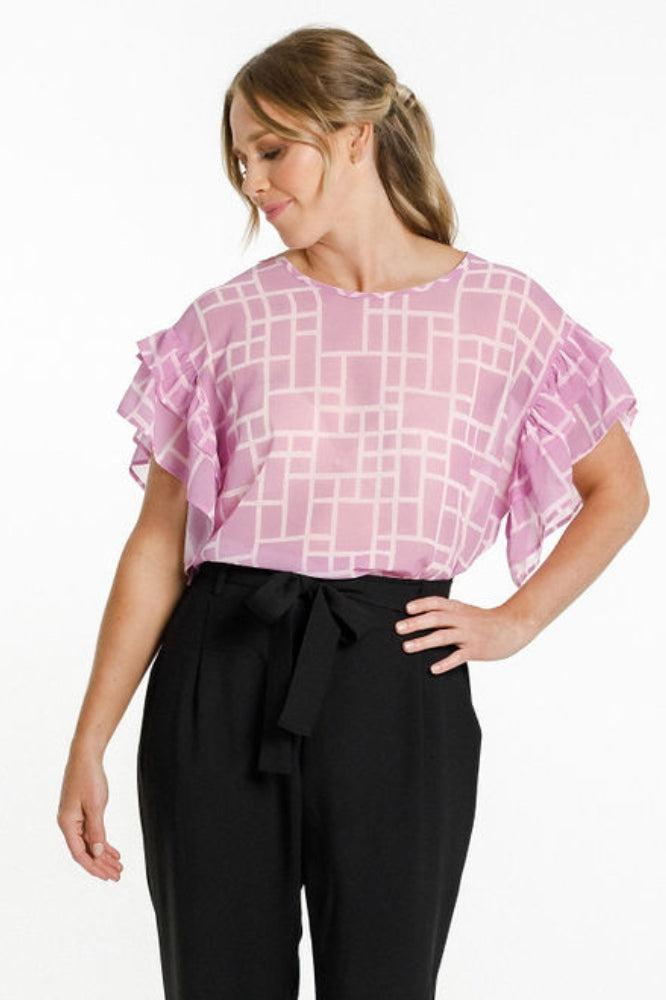 X Label Evelyn Blouse Pink Bloom Print From BoxHill