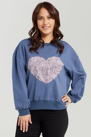 Zafina Nyla Jumper Blue Heart From BoxHill