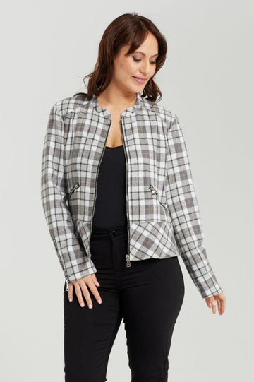 Zafina Zoe Jacket Black Grey Plaid From BoxHill