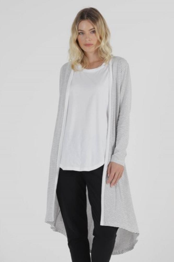 Betty Basics Scarlett Cardigan White Black Stripes From BoxHill