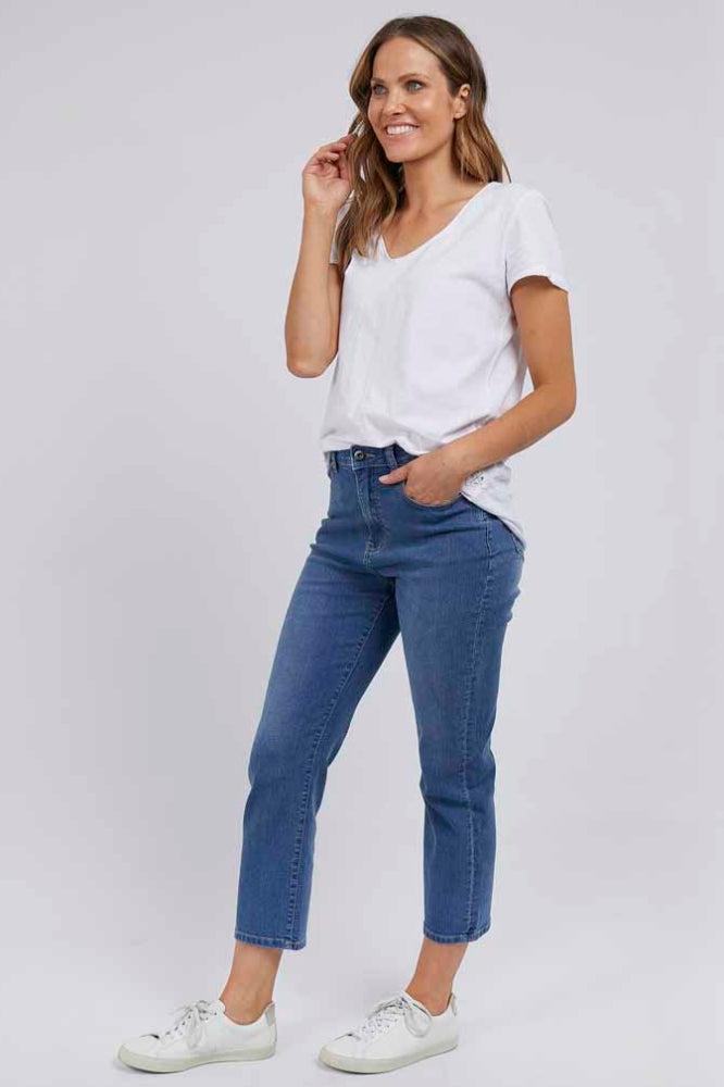 Elm Ada Straight Leg Jeans Mid Blue Denim From BoxHill