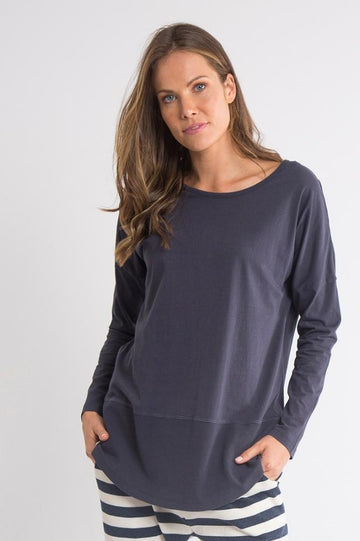 Elm Fundamental LS Rib Tee Navy From BoxHill