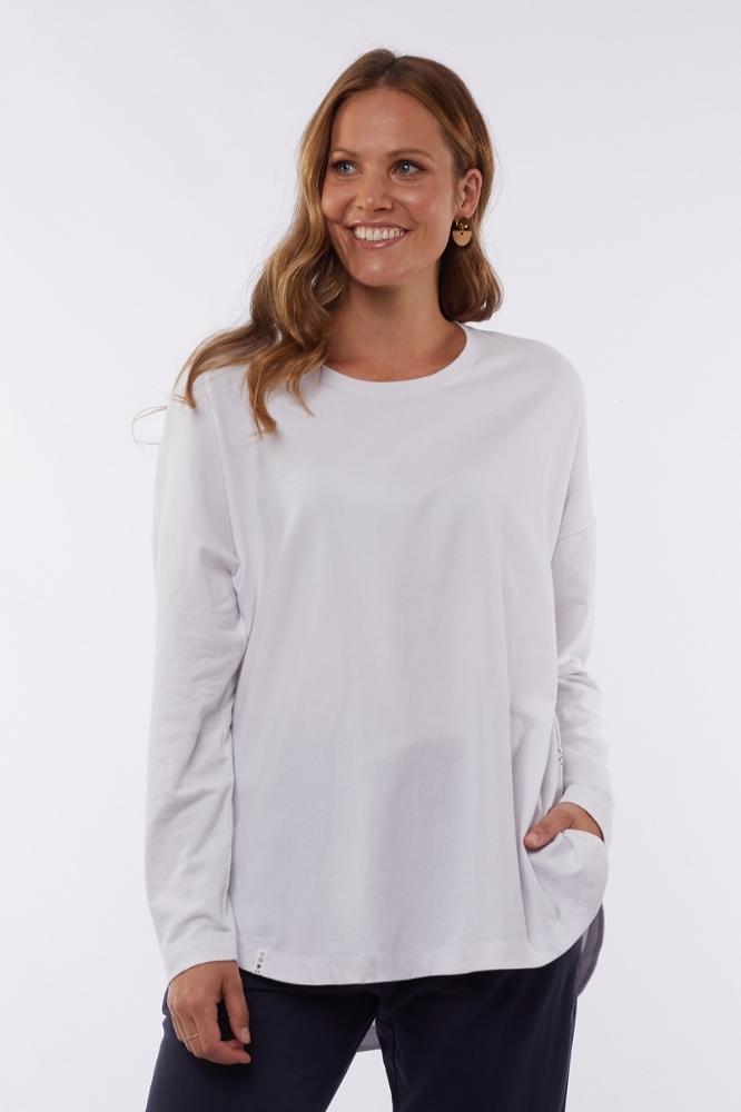 Elm Society Long Sleeve Tee White From BoxHill