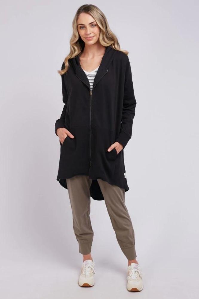 Elm Stella Zip Hood Cardi Black From BoxHill