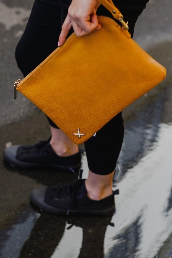 Home-Lee Oversized Clutch Mustard One Size Mustard From BoxHill