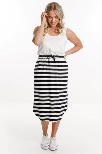 Homelee Midi Skirt Black White Stripes From BoxHill