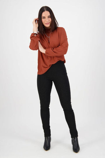 Vassalli Embossed Pull On Leggings Black From BoxHill