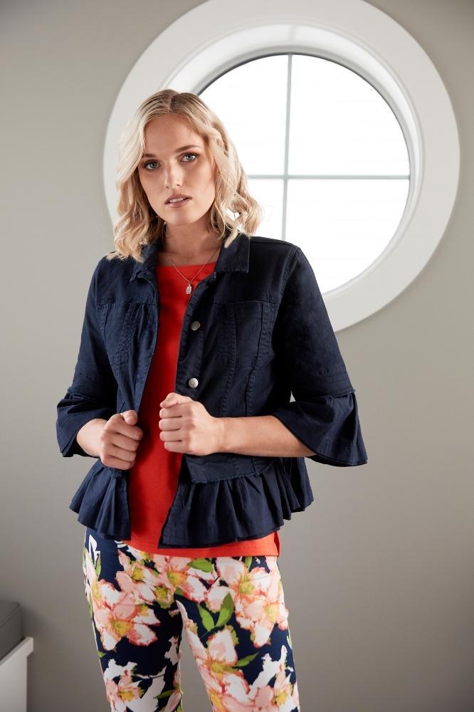 Vassalli Frill Trim Denim Jacket Navy From BoxHill