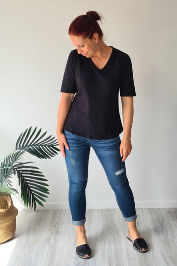 Vassalli Skinny Leg Ankle Grazer Jeans Folded Cuffs Blue Denim From BoxHill