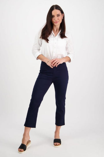 Vassalli Slim Leg 7/8 Length Pull On Pants Navy From BoxHill