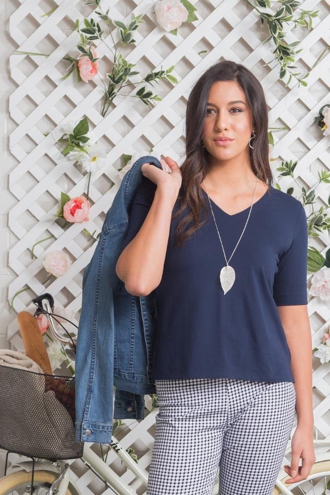 Vassalli V Neck Top Navy From BoxHill