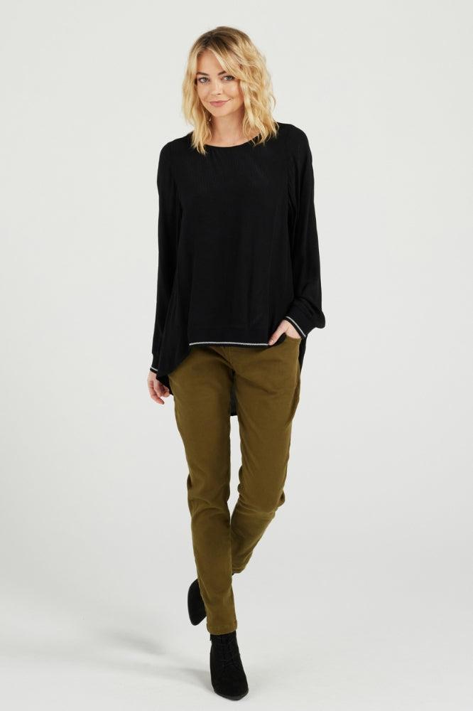 Zafina Long Sleeve Havana Top Black From BoxHill