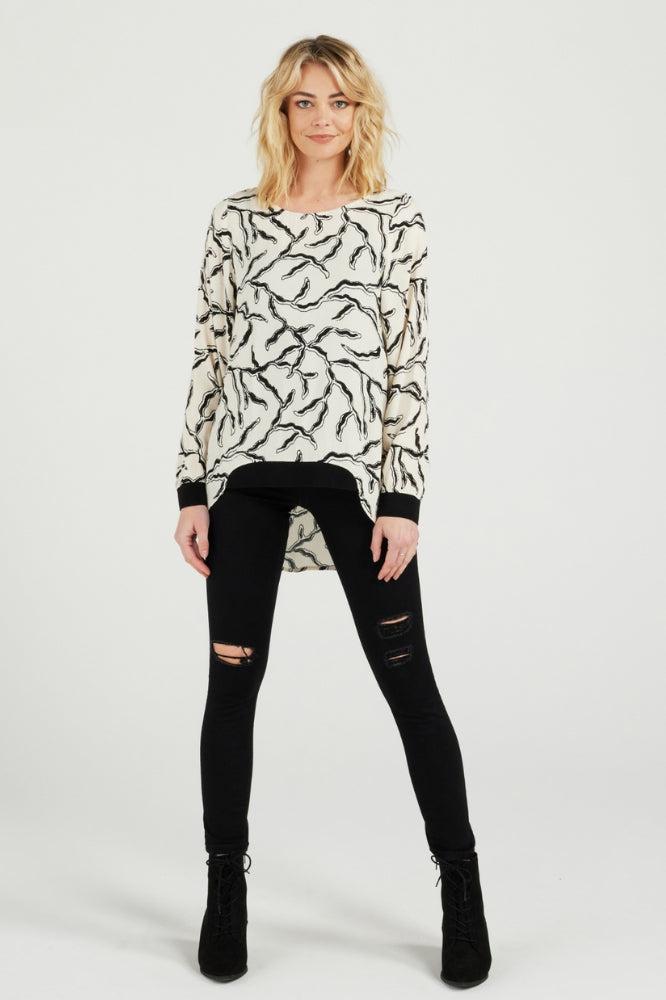 Zafina Long Sleeve Havana Top Black Swirl From BoxHill